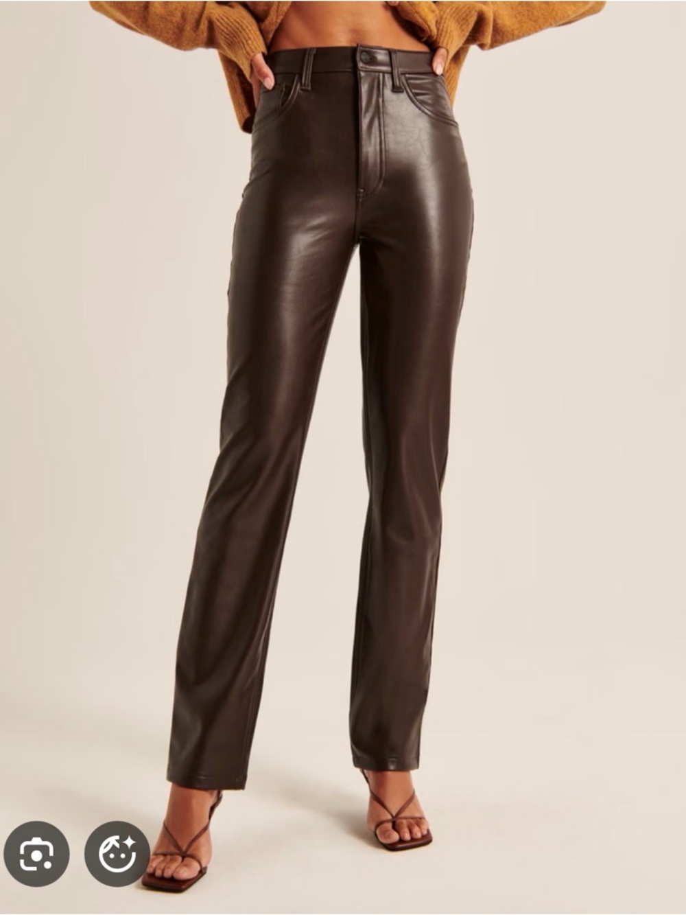 Abercrombie High Rise Faux Leather Straight Leg Pants, 26in, short length